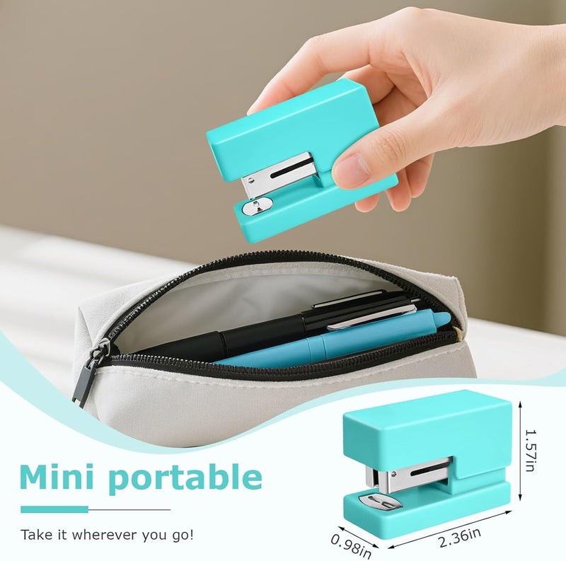 Yzkula Mini Stapler - Small Cute Desk Staplers - 25 Sheet Capacity with 830 Staples and Staple Remover, Desktop Stapler for Office, School, Home, Green - Image 4